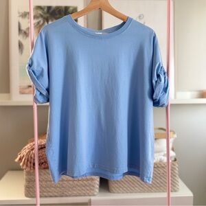 Aritzia TNA Soft Feels™ Sprawl T-Shirt Lived-In Dayflower Blue | Size L
